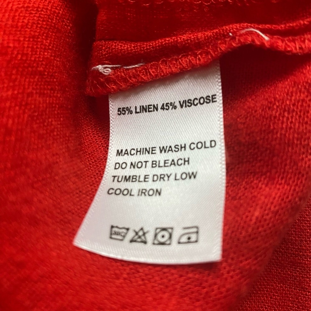 Calligraphie Linen Blend Boxy Kimono Top Women Size S Red Lagenlook SlouchyNWT - Picture 8 of 8